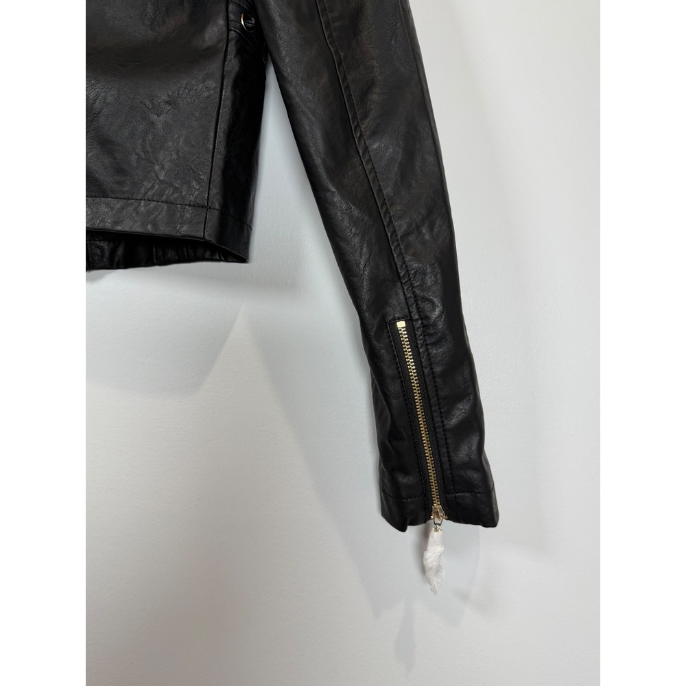 GUESS Ciena STC Moto PU Jacket Jet Black Lace Up Faux Leather R5RL61WGKP0 Size S - Picture 11 of 11